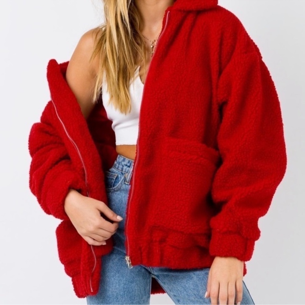 I.AM.GIA Womens Pixie Coat In Red Size Medium Zip Front